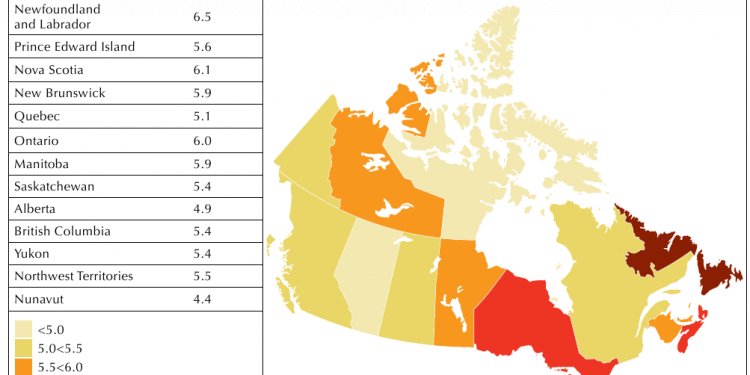 Map of Canada showing diabetes