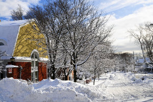 Snow in residential district Toronto